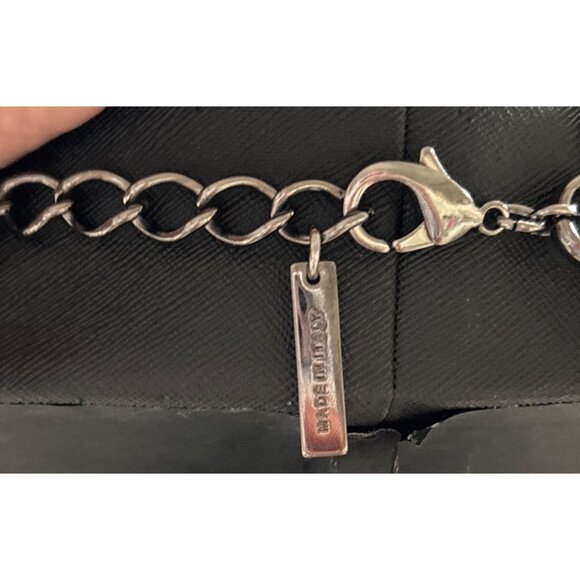 Lafayette Italy Chunky Multilayer Chain Necklace Metallic Silver & Brown Tones - Picture 14 of 15